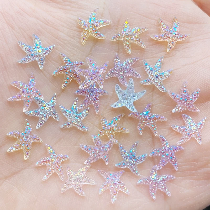 100Pcs New Cute Mini Starfish Resin Figurine Crafts Flatback Cabochon Ornament Jewelry Making Hairwear Accessories