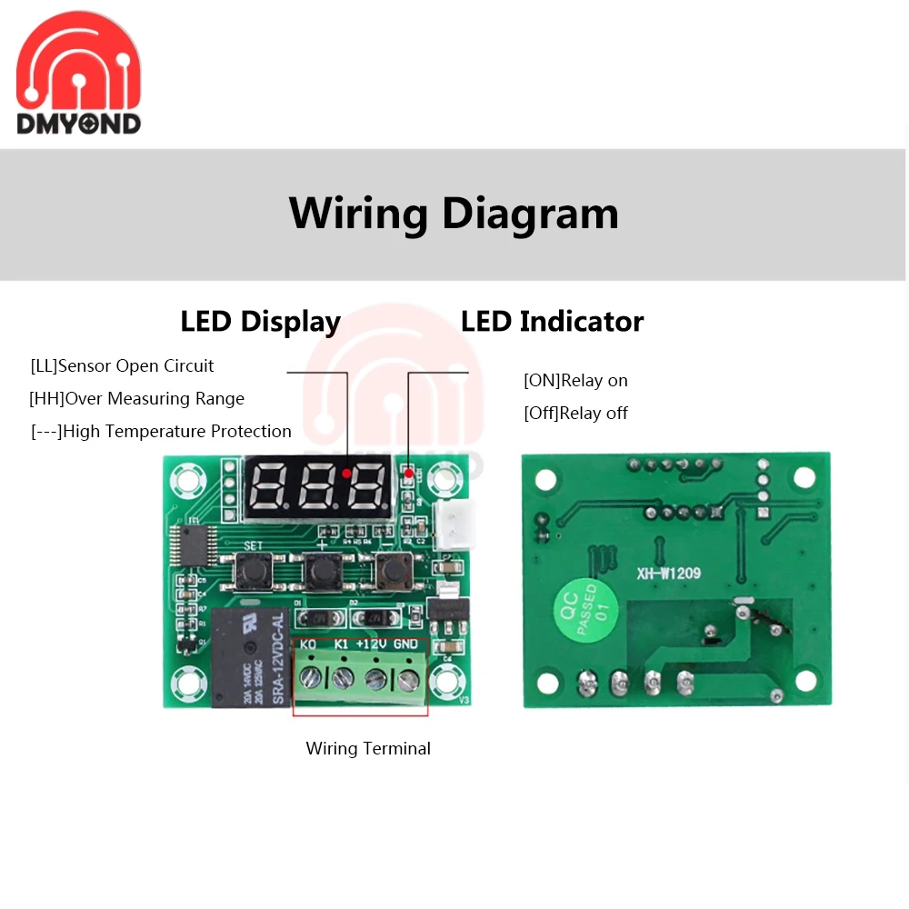 W1209 DC 12V Blue LED Digital Thermostat Temperature Control Thermometer Thermo Controller Switch Module Waterproof NTC Sensor