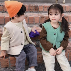 Children Vest Autumn Girls Warm Vest Winter Boys Thicken Waistcoat Kids Outerwear Vest Children Teens Cotton Jackets Vest