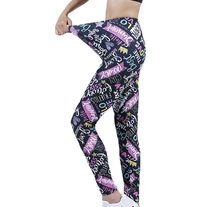 CUHAKCI-mallas ajustadas con estampado de letras para mujer, leggings sexys, de Fitness, de cintura alta, con realce, sin costuras, para entrenamiento