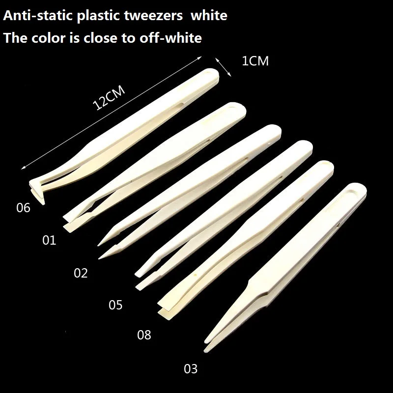 Anti-Static Carbon Fiber Tweezers Kit ESD Plastic Forceps PCB Electronic Hand Repair Tools Set Pointed Flat Elbow Head Tweezer view 4
