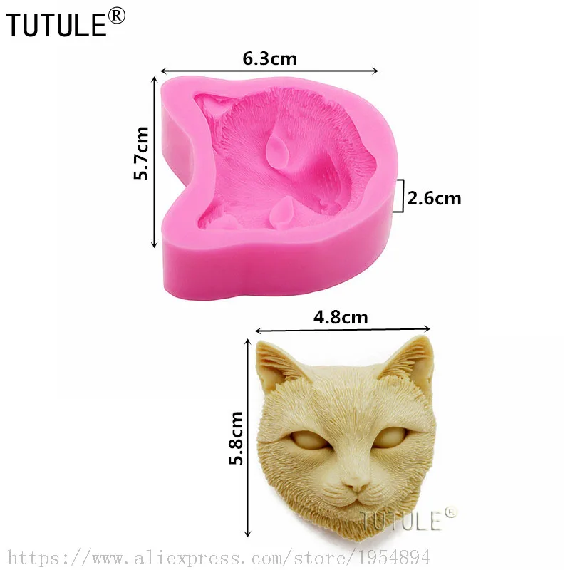 Cat Head Silicone Hair Brush Chocolate Soap Cake, Wax Jelly Candle Mold, Uv Epoxy Resin Clay Gypsum Mould - Polymer Flexible Mol