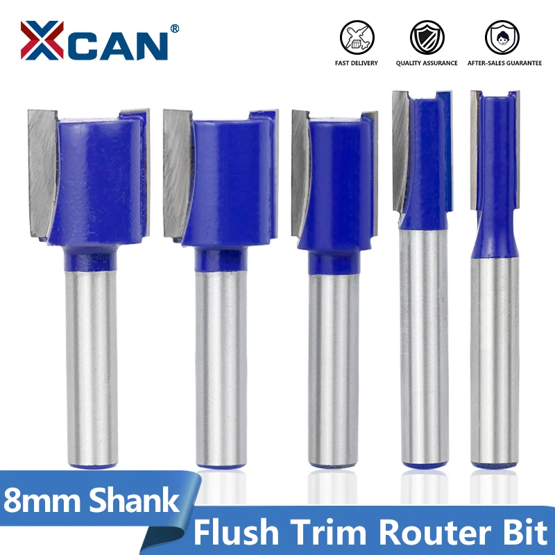 

XCAN Flush Trim Router Bit 8mm Shank Carbide Milling Cutter Wood Straight End Mill For Woodworking Flush Trim Tenon Cutter