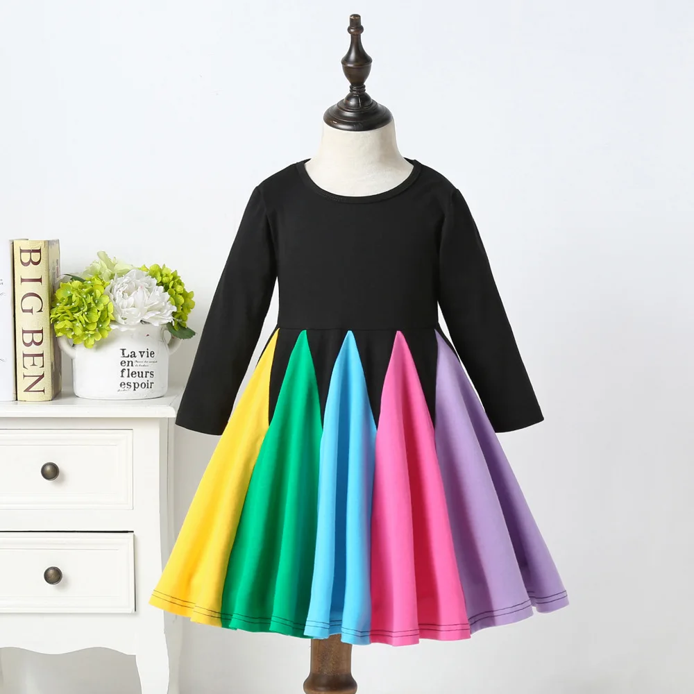 Baby Girls Dress Tollder KIds 100% Cotton Long Sleeve RainBow Unicorn Flower Dresses Autumn Winter Clothes Children Clothing