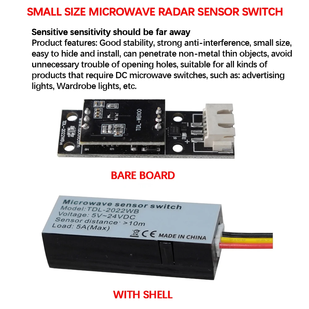 DC 5V 12V 24V Microwave Radar Sensor Module Human Body Induction Switch Module Intelligent Sensor