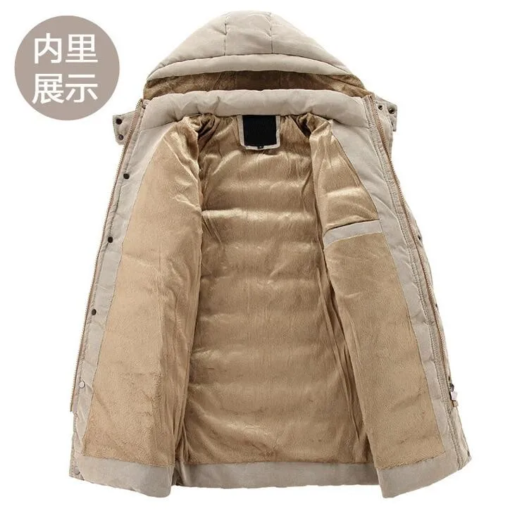 Mới Nam Thời Trang Dày Ấm Có Thể Tháo Rời Nắp Chống Nước Jaqueta Masculina Áo Liền Quần Parkas Cotton Lót Mùa Đông Nam Hạ Áo Khoác