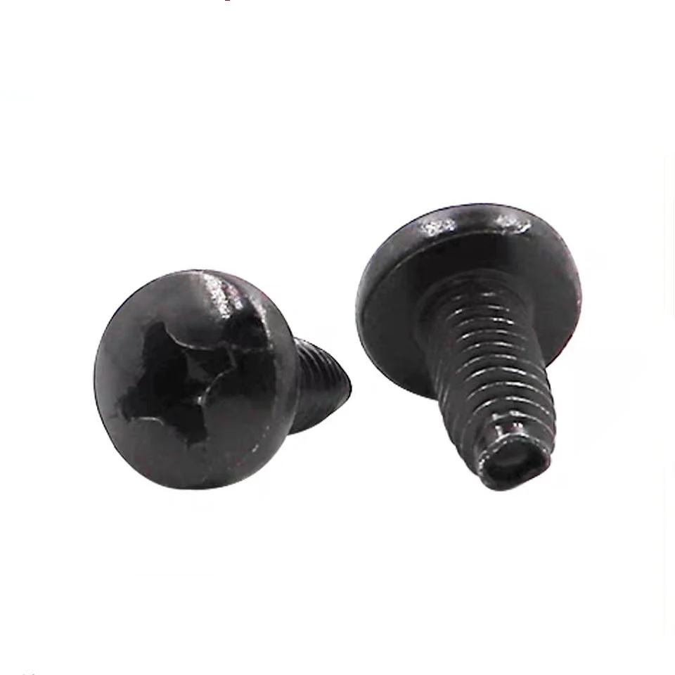100PCS M3M4M5M6 Black Zinc Pan Head Triangular Teeth Self-tapping Screw Round Head Cross Self-locking Screw Cabinet Screw