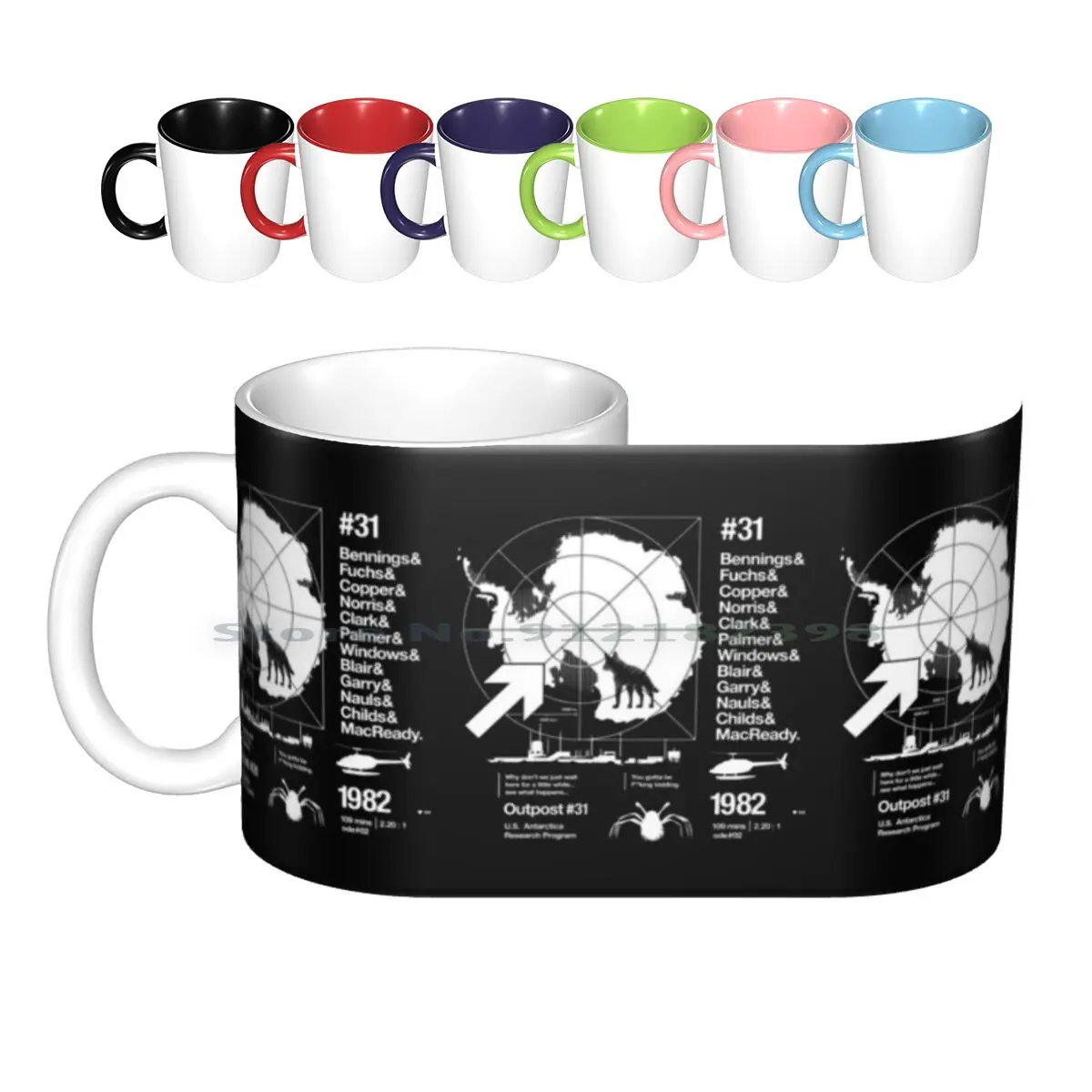 Ode #02 Ceramic Mugs Coffee Cups Milk Tea Mug The Thing John Carpenter Film Horror 1982 Graphic Vector Cool Retro Type