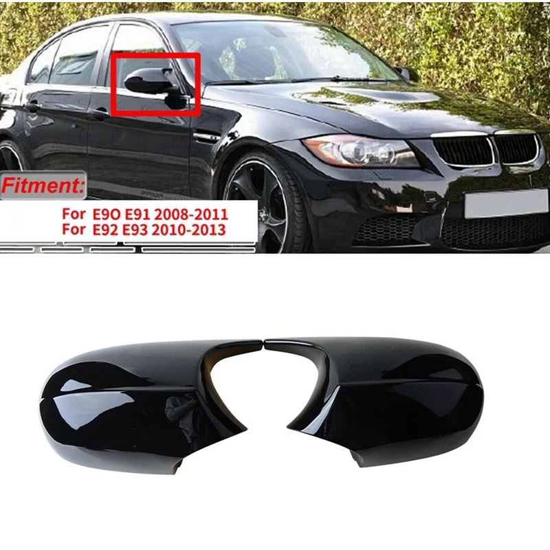 2pcs Mirror Cover For BMW E90 E91 2008-2011 E92 E93 2010-2013 M3 Style E80 E81 E87 Car Side Door Rearview Side Mirror Cover Cap