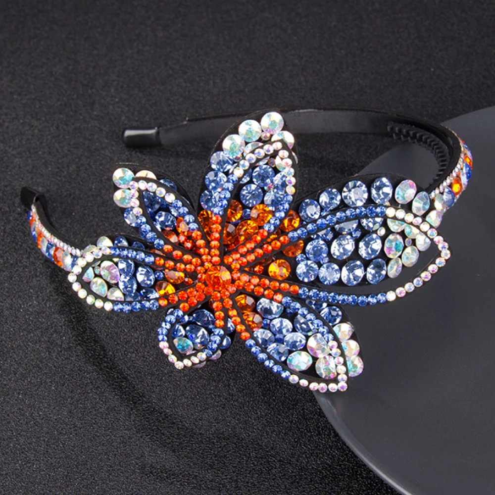 Retro Simple Flowers Head Wear Luxury Headband for Women Rhinestone Non-slip Border Girls Hairpin Fancy Hair Accessories Gift