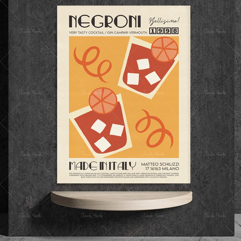 Negroni Print, Negroni Poster, French Retro, Kitchen Decor, Vintage Ad, Vintage Poster, Cocktail Poster, Mid Century Modern,