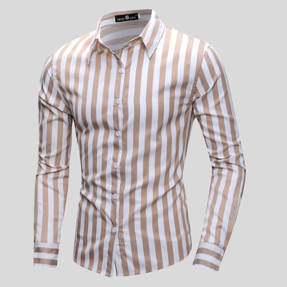 Camisas de vestir de algodón a rayas para hombre, camisa informal de negocios, ajustada, de manga larga, de alta calidad, talla grande, S-2XL