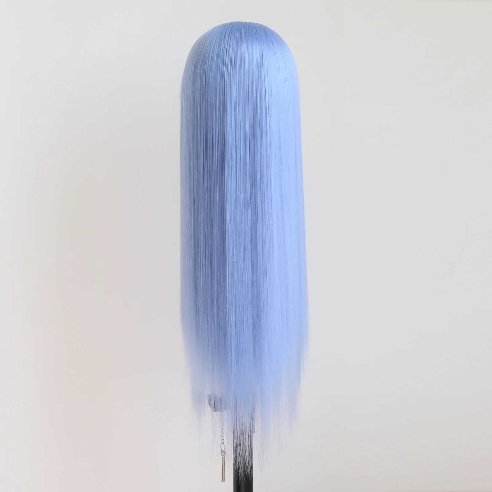 Thiswig Light Blue Wig Lace Front, Ice Blue Heat Resistant Synthetic Hair Half Hand Tied Wig Middle Part for Fashion Women