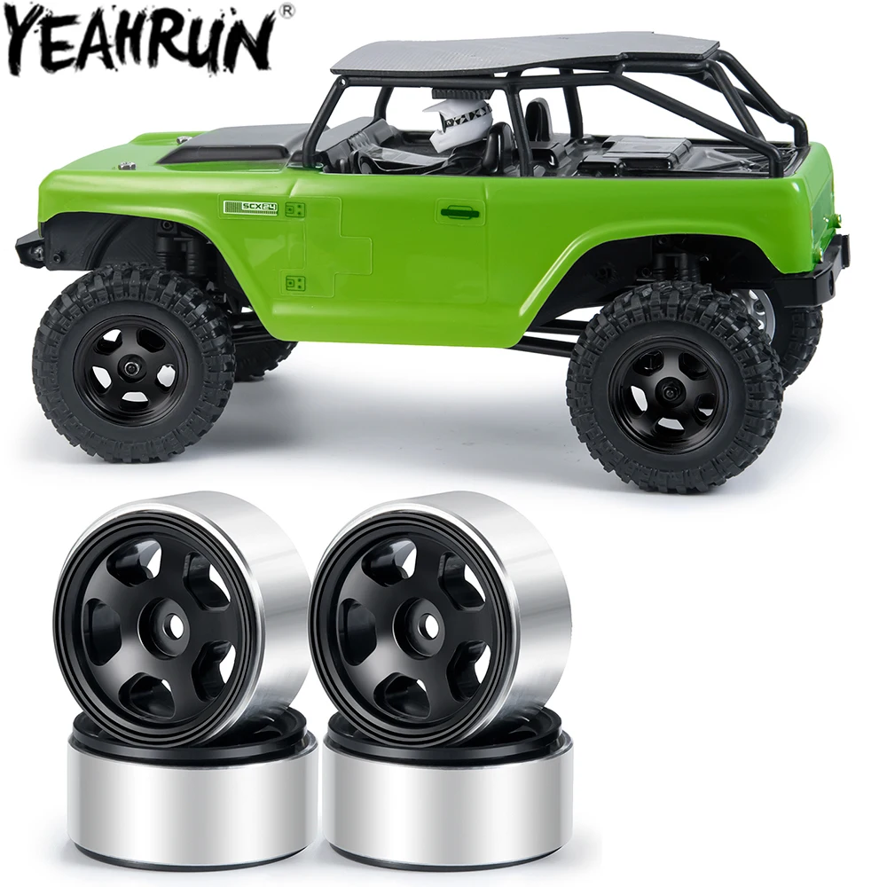 

YEAHRUN 4PCS SCX24 Wheels Hubs 1.0" CNC Metal Beadlock Wheel Rims for 1/24 RC Crawler Car Axial SCX24 90081 AXI00001 AXI00002