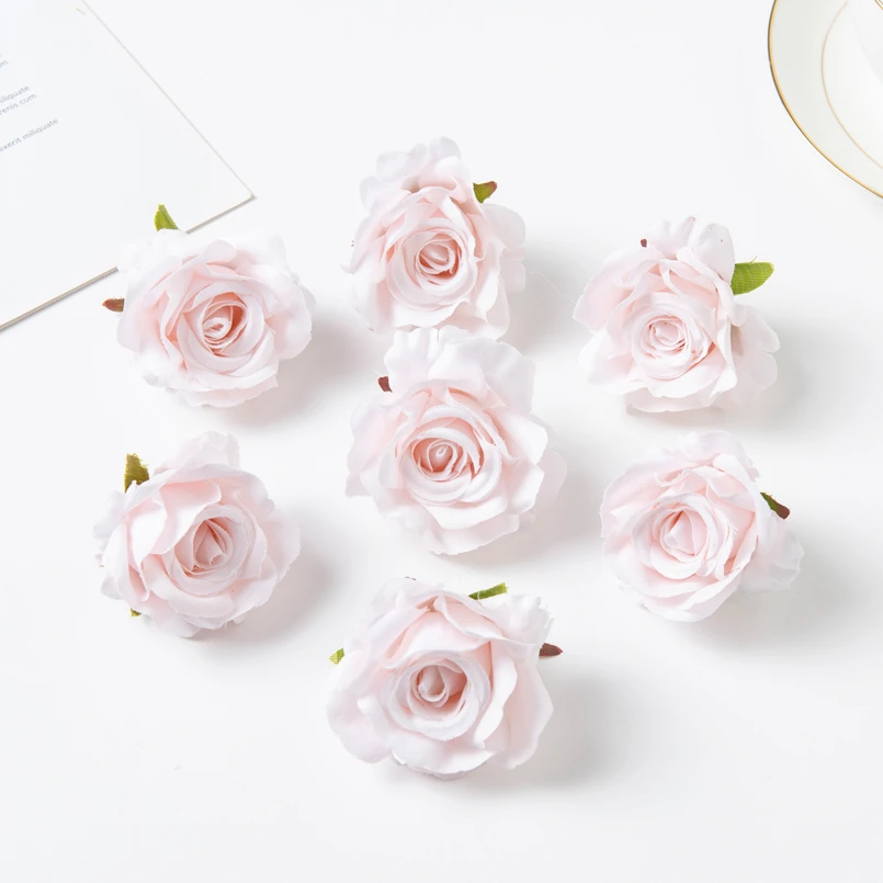 100PCS Seidenrosen Kopf Künstliche Blumen Neujahr Weihnachtsdekorationen für Hausgarten Rosenbogen Diy Geschenke Box Gefälschte Pflanzen