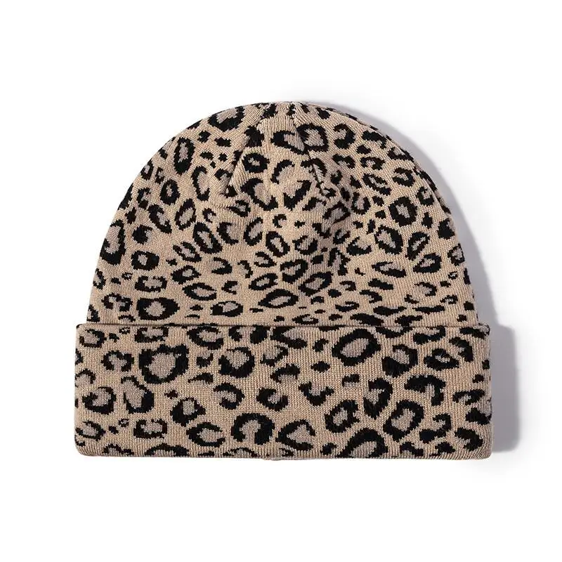 Acrylic Leopard grain Thicken knitted hat warm hat Skullies cap beanie hat for men and Women 146