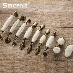 Ceramic Door Handles Antique Crack Kitchen Cabinet Handles Vintage Handles Knobs and Pulls Metal Furniture Handles Drawer Pulls