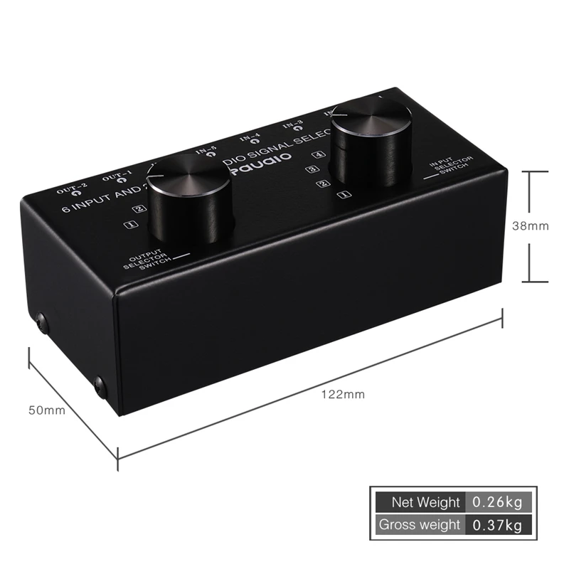 Headphone Speaker Switcher, fonte de som estéreo, seleção do sinal, interface adota, 6 em 2 out ou 2 em 6 out