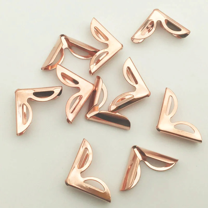 50PCS/Lot 16X16X4mm Rose Gold Metal Book Corners For Photo Albums Menus Folders DIY Scrapbooking Decor Corner Protectors WD0278