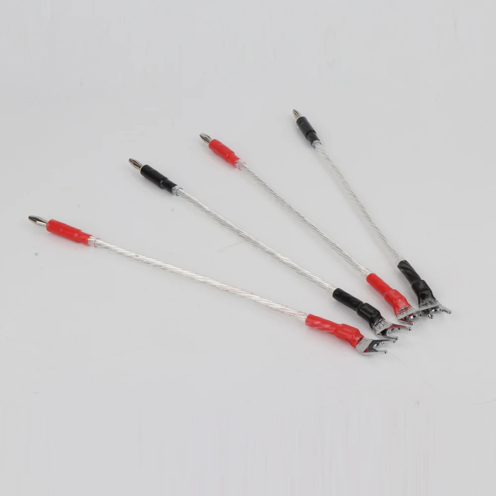 Cable de puente Chapado en plata OFC de alta gama, 4 piezas, Cable de altavoz de Audio, enchufes Banana a enchufes Banana, Cable de Audio HIFI