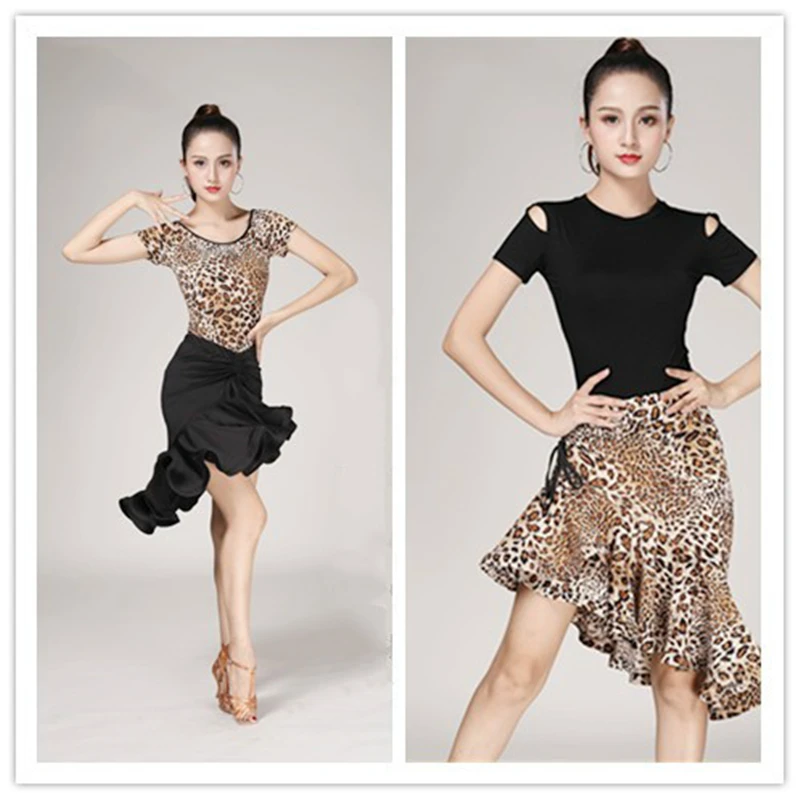 Latin Fishtail Skirt For Female Adults Latin Practice Performance Dancing Costumes Half Length Print Skirt Sexy Tops Women Dance