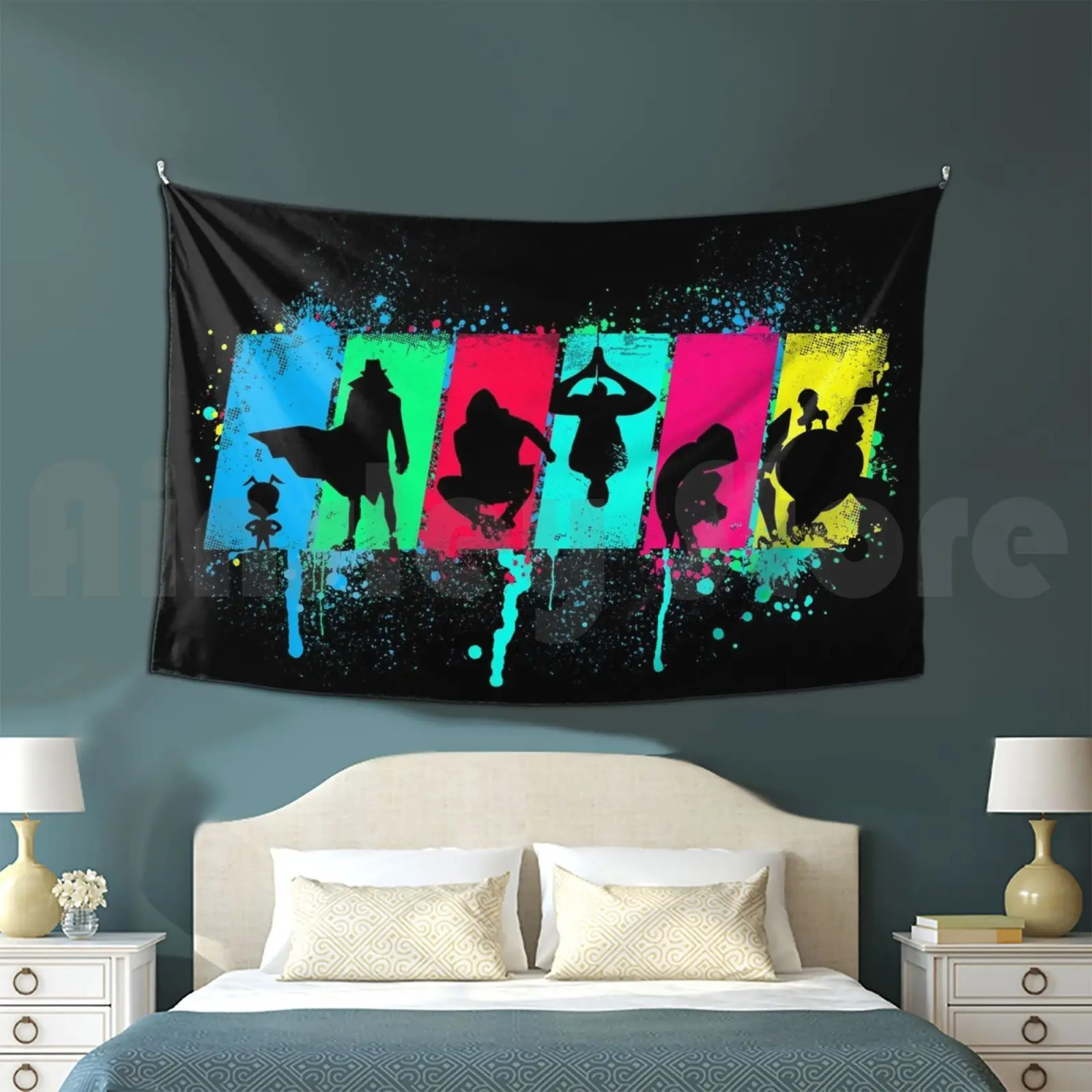 Spider Souls Customized Tapestry Into The Spiderverse Miles Moralas Neon Silouette