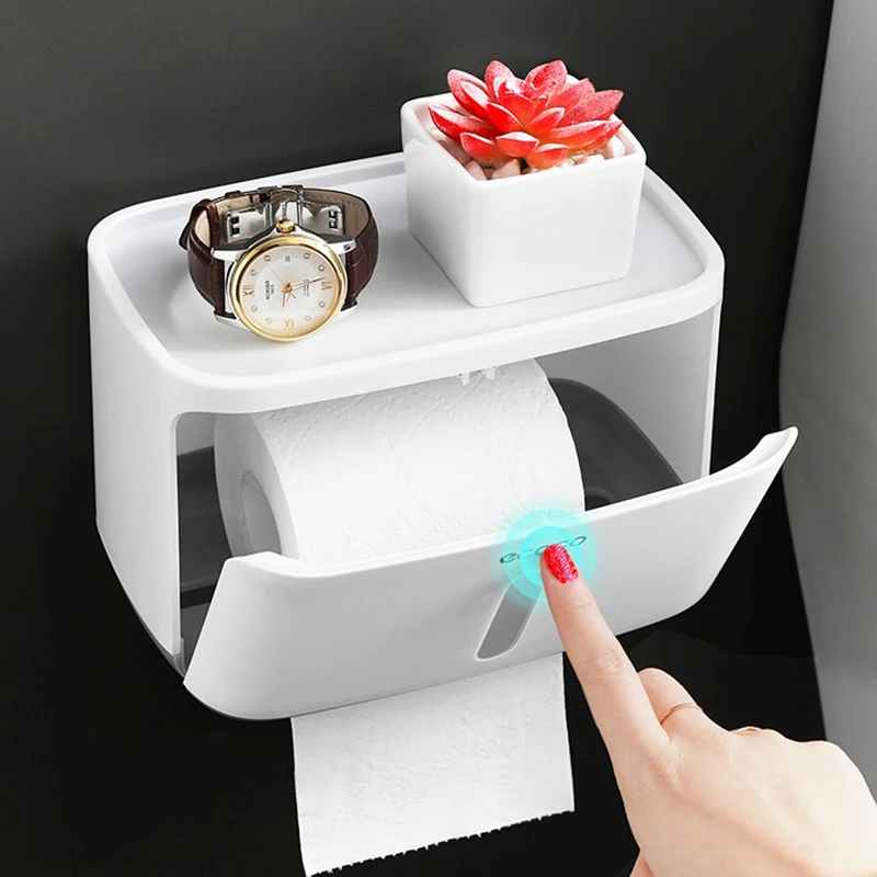 ECOCO Paper Towel Tissue Box Dispenser Wall Mounted Storage Rack Paper Towel Holder Bathroom Organizer Accessories