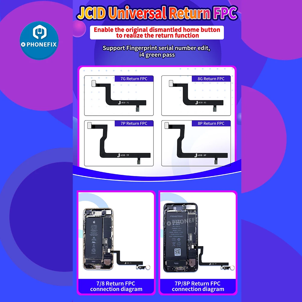 JC-Cable flexible Universal JC-ID para teléfono móvil iPhone, dispositivo con huella dactilar FPC, botón de inicio, número de serie, edición, 7, 7P, 8, 8P
