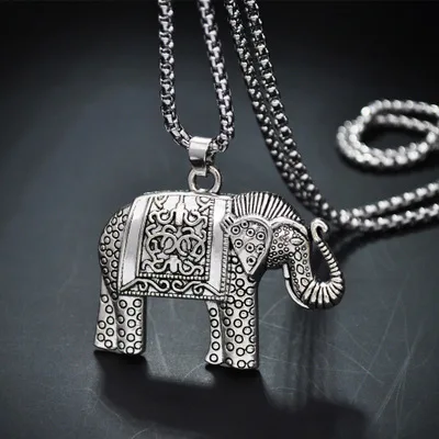 Boho Ethnic Jewelry Vintage Tibetan Silver Elephant Pendant Necklace For Women Bijoux Gifts Valentine's Day present