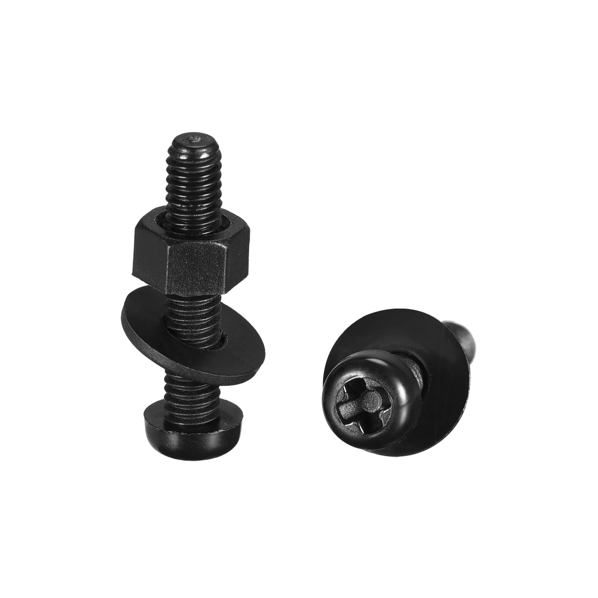 

uxcell 50 Set Nylon Screw Nut Washer Assortment Kit, M4x20mm Round Head Machine Screw Bolt Nuts Flat Washers Black