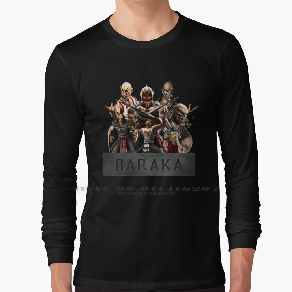 Mortal Kombat-Baraka 100% Cotton Long Sleeve T Shirt Baraka Mortal Kombat 2 Video Game Sub Zero Lui Kang Kung Lao Reptile