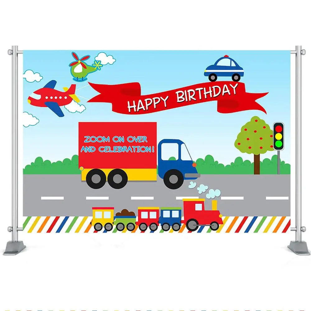 Drive By Birthday Parade Backdrop Cars Train Parade Background Drive By Birthday Party Decoration Banner Supplies