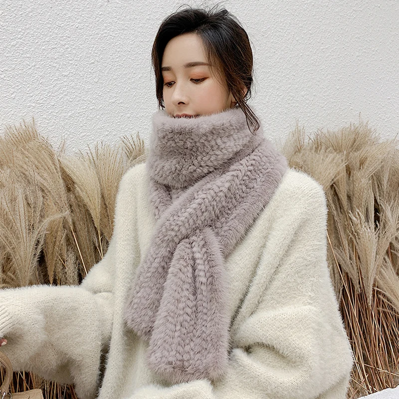 ZDFURS*Winter Warm Korean Weaving Mink Scarf Mink Fur Female Mink Fur Fur Scarf