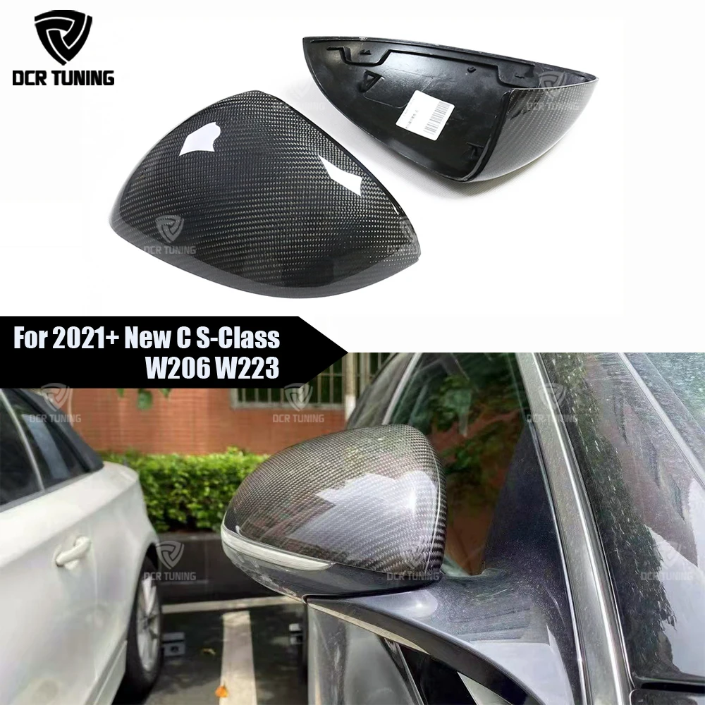 

Real Carbon Fiber Mirror Cover For Mercedes W206 W214 W223 For Benz New C E S GLCClass AMG 1:1 Replacement 2021 2022 2024 Mon