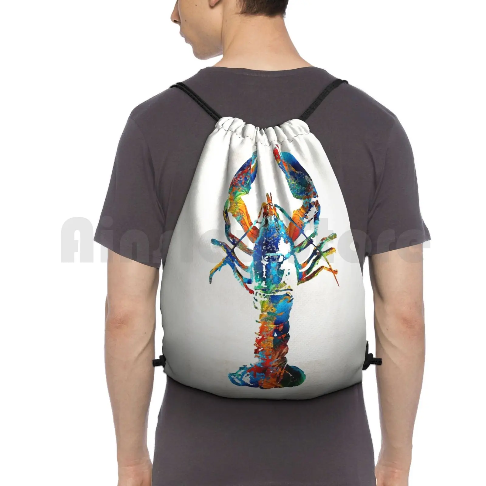 

Красочный Лобстер Искусство Шэрон Камминг Рюкзак Сумка на шнурке Верховая езда Скалолазание Спортивная сумка Лобстер Лобстер Красочный Лобстер