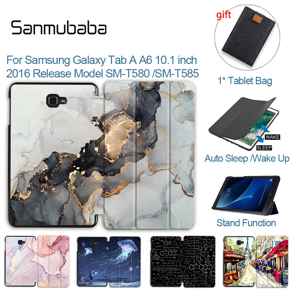 Sanmubaba For Samsung Galaxy Tab A A6 10.1 Case SM-T580 T585 PU Leather Magnetic Flip Stand Cover Smart Funda Auto Sleep Wake