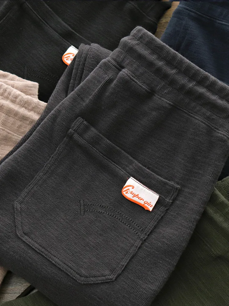 Autumn New Men\'s Fashion Simple Thick Knitted Sweatpants Heavyweight Elastic Waist Drawstring Sports Casual Ankle-length Pants
