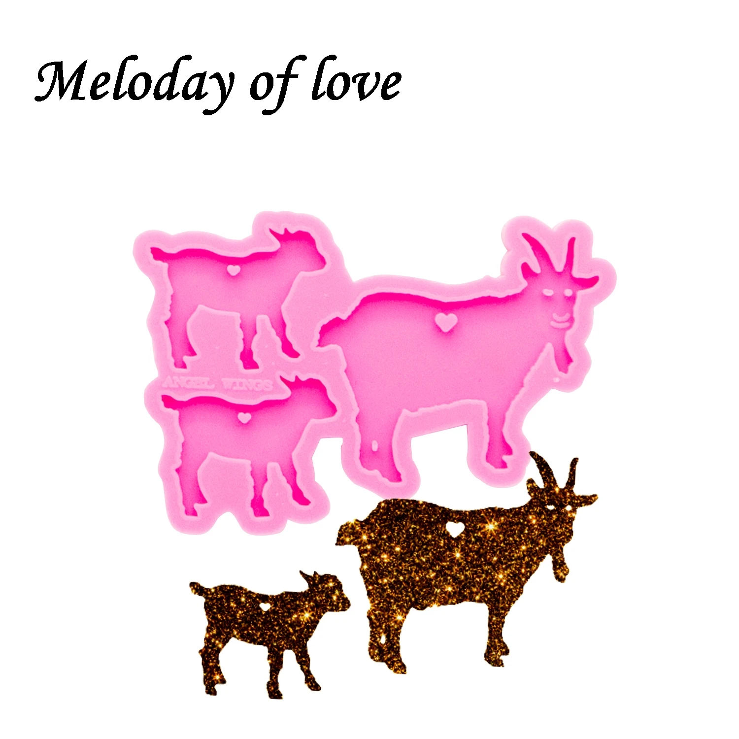 Shiny Glossy Goat family mom dad and baby silicone mold diy epoxy resin molds jewelry making custom mould keychain DY0281