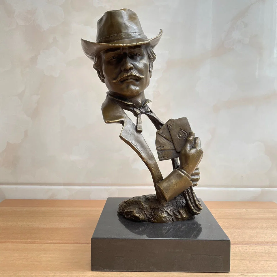 Magician Man Bust Bronze Statue Vintage Sculpture Art Marble Base Hot Casting Indoor Decoration Gifts