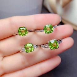 2022 New Natural Peridot Ring for Women Fine Jewelry Real 925 Sterling Silver Natural Gem Support Test Exquisite Gift