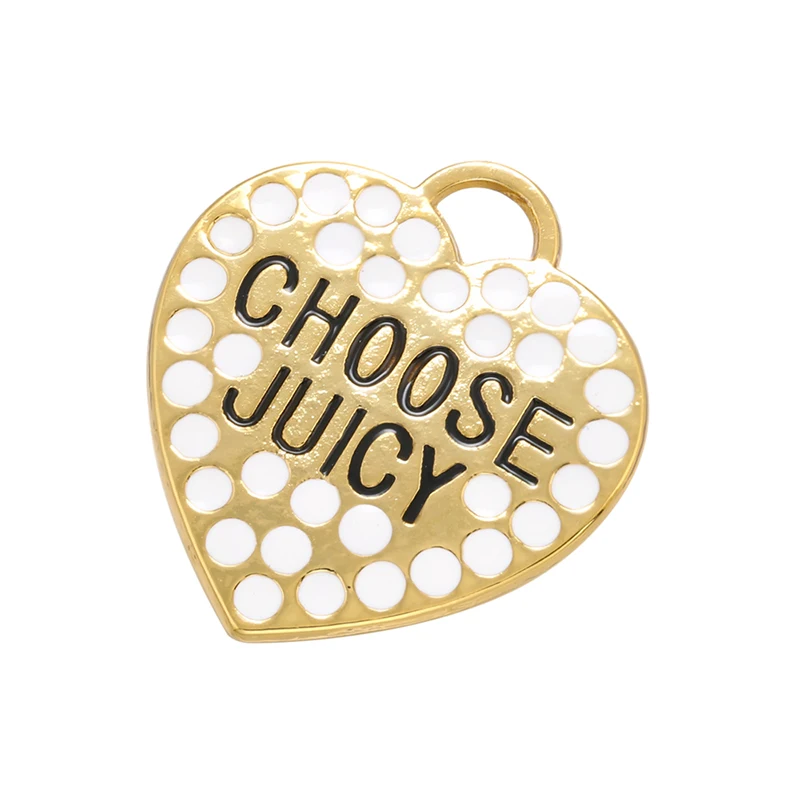 ZHUKOU Enamel heart Pendant CHOOSE JUICY Pendant for Handmade Necklace Earrings Jewelry Accessories Supply Wholesale VD1016