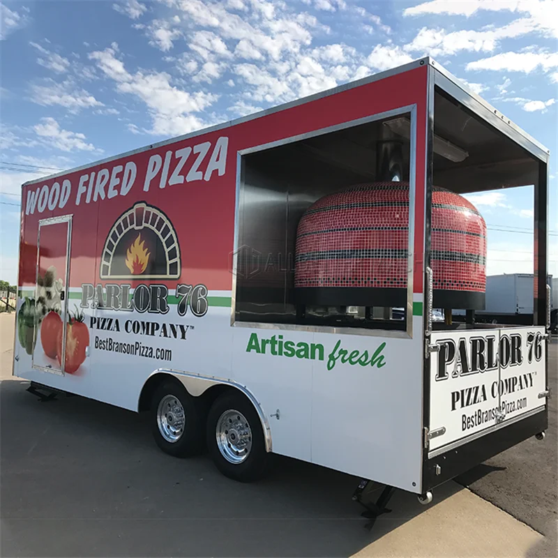 Allbetter Mobile Food Truck Pizza Hot Dog Cart Customized Size Food Bus Kitchen Restaurant Outdoor Pizza Food Trailer with Porch