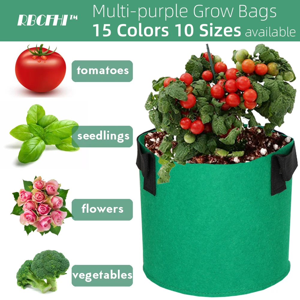 RBCFHI 1-20 Gallon Colorful Plant Grow Bags Flower Vegetable Aeration Planting Pot Container Gardening Plant Pouch w/ Handles