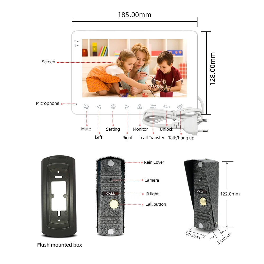 Imagem -06 - Joytimer Casa Vídeo Porteiro Vídeo Porteiro Telefone da Porta para Apartamento Monitor 1200tvl Campainha Câmera com Registro Automático Detecção de Movimento