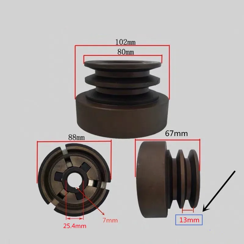 Imagem -03 - Embreagem Dobro da Correia do Sulco se Encaixa para o Motor Gx390 Gx420 188f 190f com Saída do Eixo de 25.4 mm Usada para a Bomba de Água Cortador Chave Lisa a