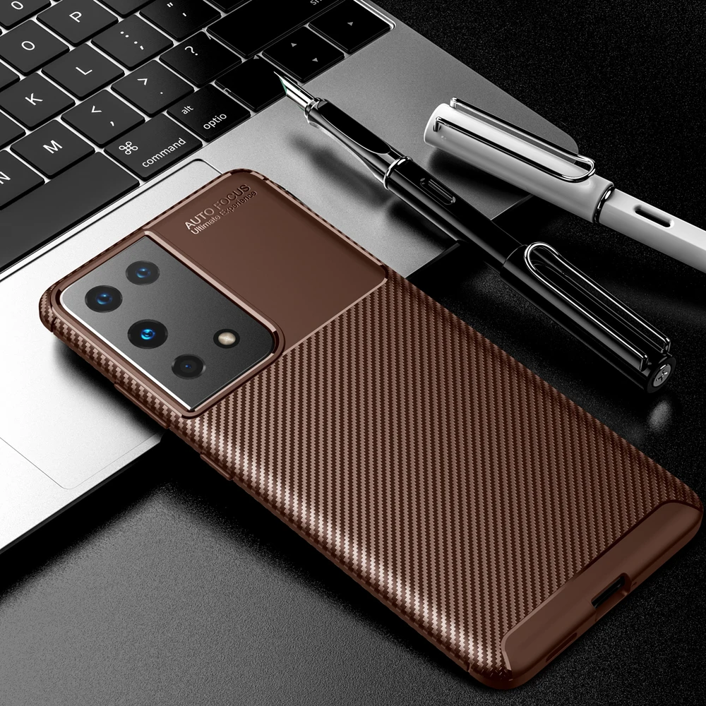 

For Samsung Galaxy S21 S20 Ultra S10 S9 Note 9 Note 10 Note 20 Pro Cover Shockproof TPU Cover Carbon Fiber Silicone Phone Case