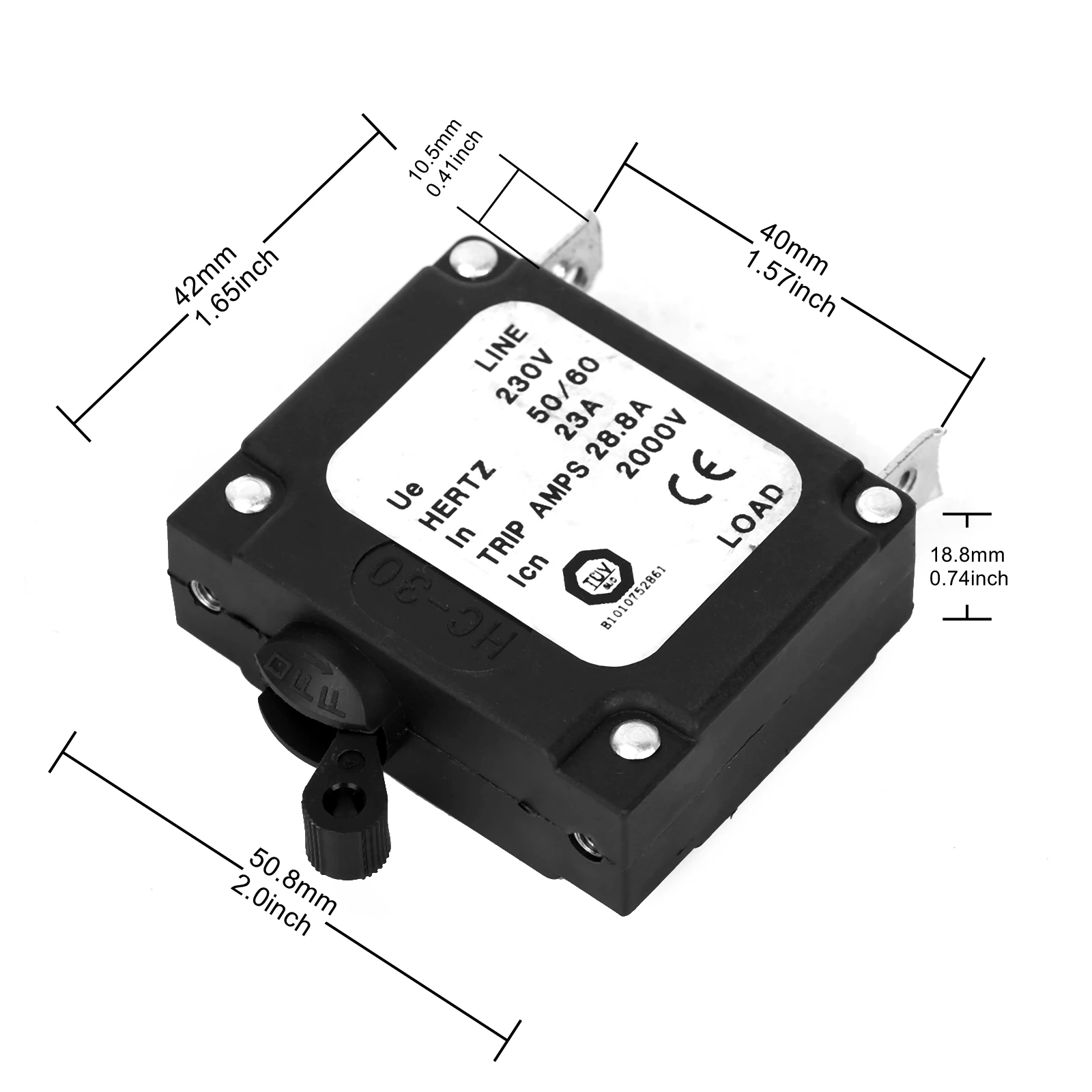 23A 230V AC Manual Reset On/Off Circuit Breaker For 5KW Generator, Short Circuit And Overload Protection Of Circuit Equipment