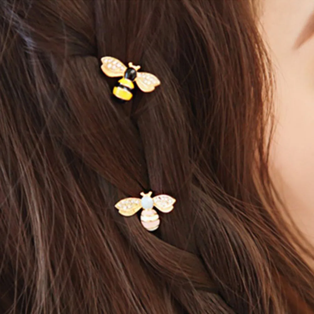 Women Fashion Style Girl Exquisite Gold Bee Hairpin Side Clip Elegant Hair Clips Barrettes Sweet Headwear Hair Accessories