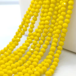 Yellow Faceted Flat Glass Crystal Beads Round Loose Spacer Beads 2 3 4 6 8mm DIY Making Bracelet Necklace Jewelry Accessories