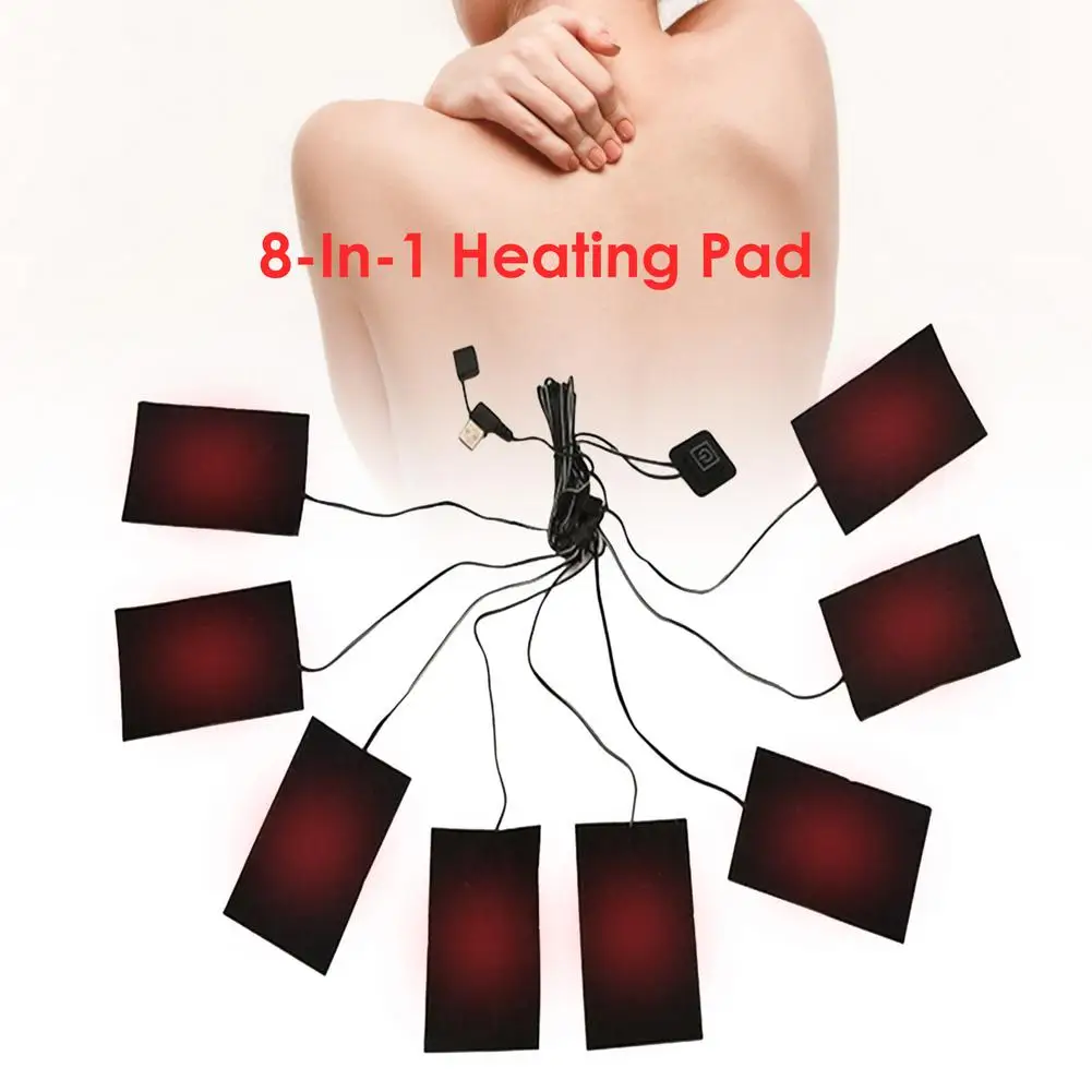 8-in-1 겨울 야외 재킷 조끼, 따뜻한 온열 매트, USB 전기 난방 시트, 의류 히터 패드, 스키 사이클링 천 워머 패드